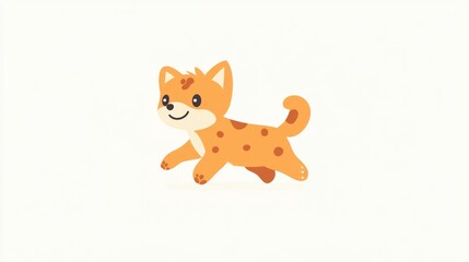 Cute cartoon cat walking, cheerful illustration, for children's book or print design