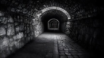 Obraz premium The Haunting Experience of a Constricting and Empty Underground Tunnel: Close Encounters of Isolation