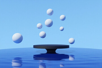 group of water droplets floating on top of a table