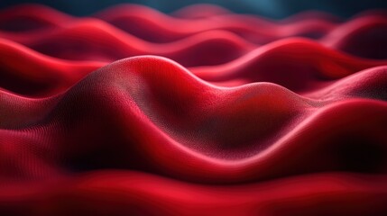 Abstract red wavy fabric texture background.