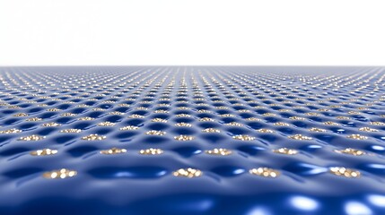 Abstract blue surface with golden dots reflecting light in a modern and futuristic environment
