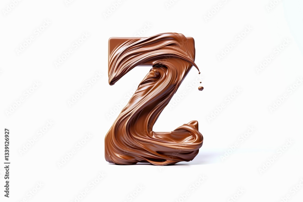 Fototapete letter z designed with flowing cocoa texture isolated on white background