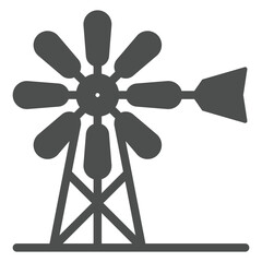 Windmill solid icon, farming field concept. Vector graphics. Wind mill tower sign on white background, glyph style icon for mobile or web design.