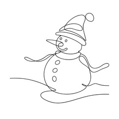 Online Drawing of a Festive Winter Snowman in Hat