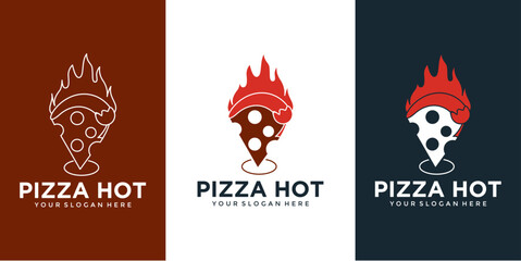 Pixel Art Pizza Hot Logo Design