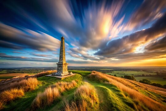 Aerial Long Exposure Photography of Garton Hill Monument, Driffield, Yorkshire