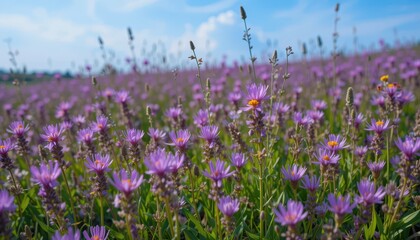 Obraz premium Colorful wildflower field nature photography outdoor wide angle serenity