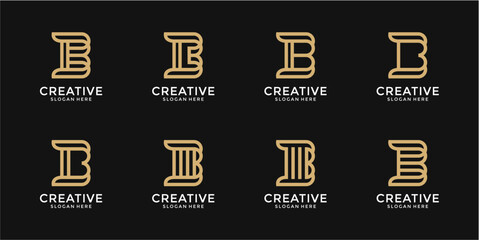Pixelated Gold Letter Logos On Dark Background