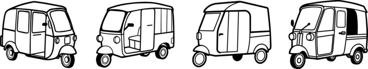 Fototapeta premium A Set of scooter lineart vector illustration