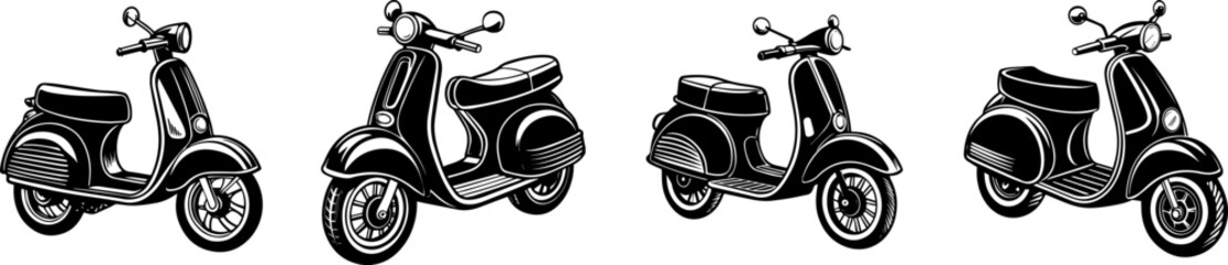 A Set of scooter silhouette vector illustration © Vector Visionary