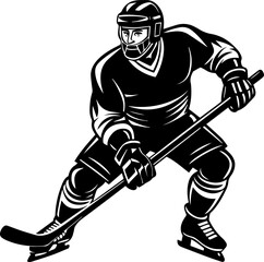 Hockey player silhouette vector illustration