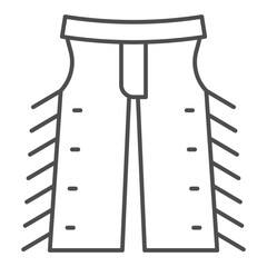 Cowboy pants thin line icon, west desert clothes concept. Vector graphics. American jeans sign on white background, outline style icon for mobile or web design.