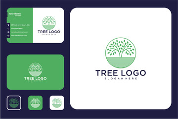 Pixelated Tree Logo Design On Business Cards