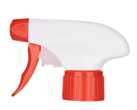 Red and White Trigger Sprayer for Liquid Bottles