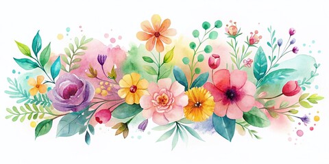 Abstract Watercolor Floral Banner: Minimalist Hand-Drawn Artistic Background for Design