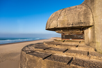 Exterior view of a World War II bunker on the Dutch coast.