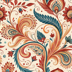 whimsical, seamless, abstract, background, swirling, colors, blue, orange, Slavic, folk-art, dynamic, energetic, artistic, design, illustration, creativity, inspiration, vibrant, culture, traditional,