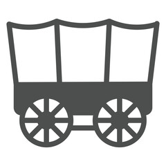 Horse wagon solid icon, west desert transport concept. Vector graphics. Caravan wheels trolley sign on white background, glyph style icon for mobile or web design.