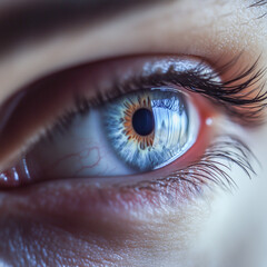 Close-up of an open human eye. Ophthalmologist, vision, attention, make-up, attention.