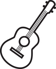 guitar instrument icon over white background, line style, vector illustration