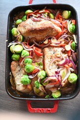 Oven-Roasted Turkey Breast with Brussels Sprouts and Bacon