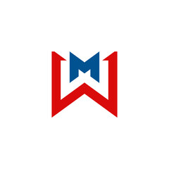 Red And Blue Geometric Interlocking M And W Letter Logo
