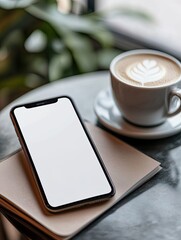 Coffee Shop Phone Mockup for Blank Screen.