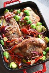 Oven-Roasted Turkey Breast with Brussels Sprouts and Bacon