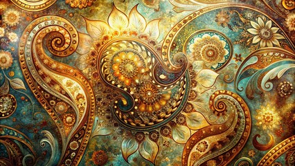 Fototapeta premium Abstract Paisley Double Exposure Background: Intricate Ornamental Design