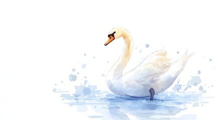 Elegant White Swan Gracefully Swimming in Water