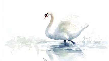 Obraz premium A graceful white swan glides across calm water