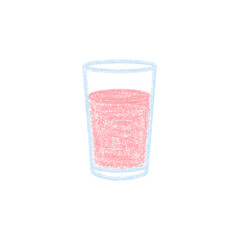 Hand Drawn Glass of Strawberry Milk in Crayon Style Perfect for Simple Design with Doodle Element and Chalk Texture