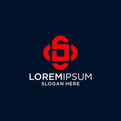 Red Geometric Letter S Logo Design on Dark Background