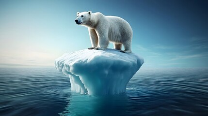 Fototapeta premium Polar Bear on Melting Iceberg in the Ocean