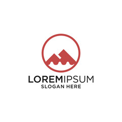 Red Mountain Logo Design In Circle