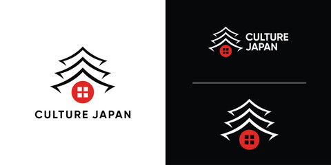 Obraz premium Japanese pagoda logo design simple, minimalist, elegant.