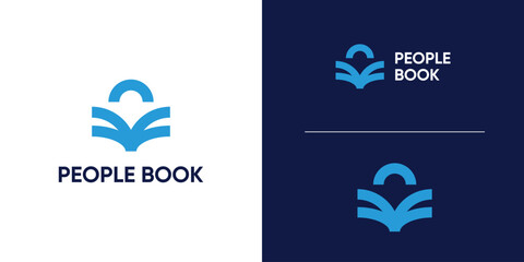 logo design people and book, logo design education, learning, students, college, academy, symbol icon, idea, creative