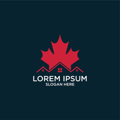Red Pixelated Maple Leaf Logo with House