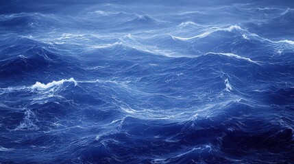Fototapeta premium Waves crash deep blue symphony ocean art serene environment aesthetic concept