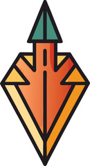 Stylized Geometric Arrowhead Vector Illustration, A vibrant vector illustration of a stylized geometric arrowhead with bold shapes and a colorful gradient.
