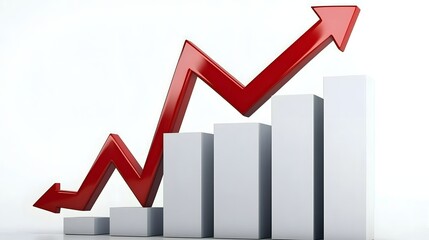 Upward Growth Chart with Red Arrow Pointing Upwards Depicting the Successful Business Concept Visualized in a Clean Style