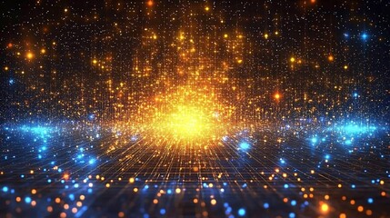 Obraz premium Abstract glowing particles and lines.