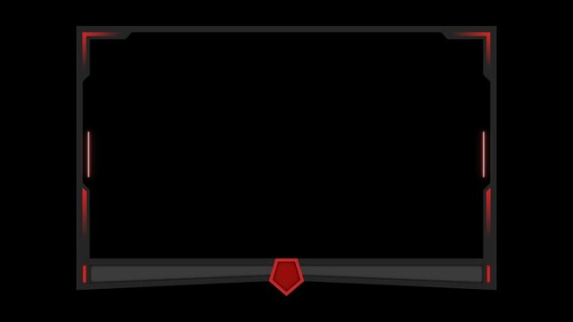 Red webcam for streaming with transparent background. Animation Border gaming