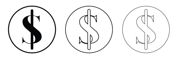American dollar currency or dollar symbol flat icon for apps and websites .Vector Illustration . 