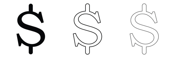 American dollar currency or dollar symbol flat icon for apps and websites .Vector Illustration . 
