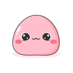 Pink mochi Daifuku isolated on white background. Japanese sweet rice cake cartoon dessert. Vector illustration