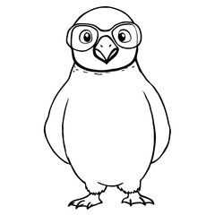 Fototapeta premium a cartoon penguin wearing glasses, looking smart, ready for a day of adventures vector illustration