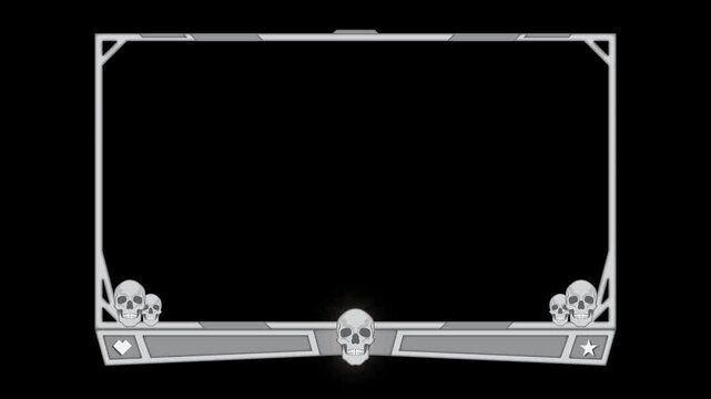 White webcam with skull for streaming with transparent background. Animation Border gaming