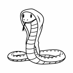 Fototapeta premium a simple illustration of a cobra snake standing tall with hood expanded