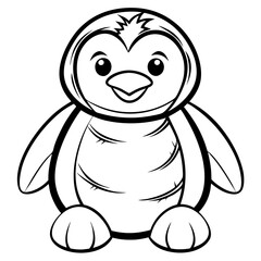 Fototapeta premium a cute cartoon penguin standing in black and white, suitable for children's design and illustrations